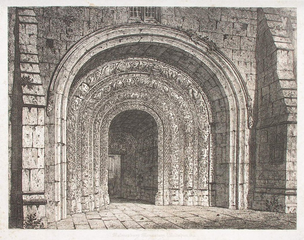 Print - Malmesbury Monastery, Wiltshire 1815 Great South Entrance - Coney